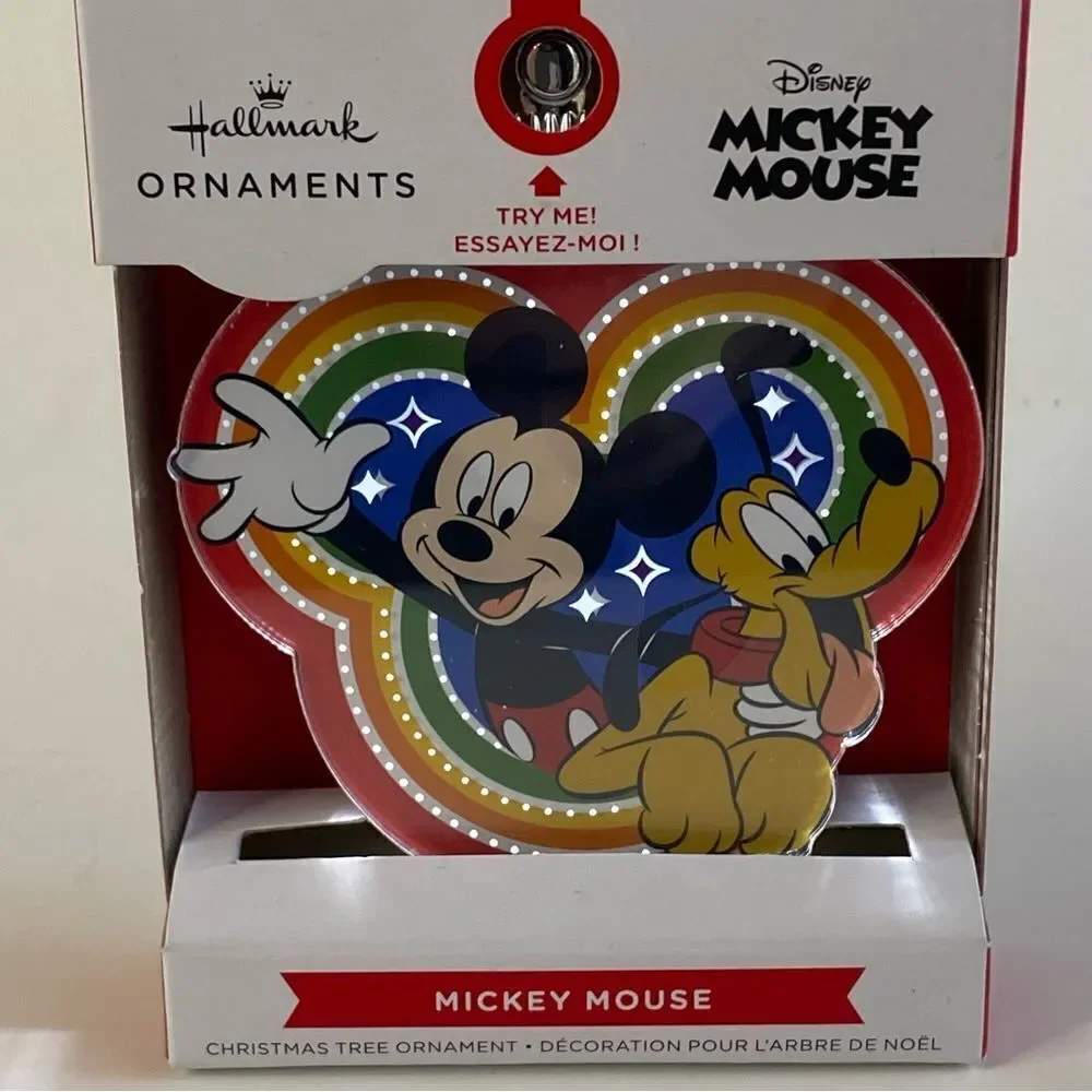 Hallmark Disney Mickey Mouse Pluto Light Up Christmas Tree Ornament 2022 NEW.